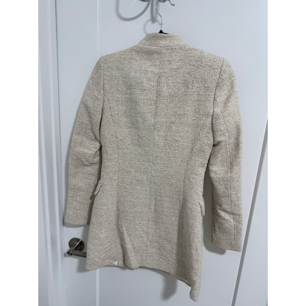 Zara Basic Collection Beige Textured Collarless D… - image 8